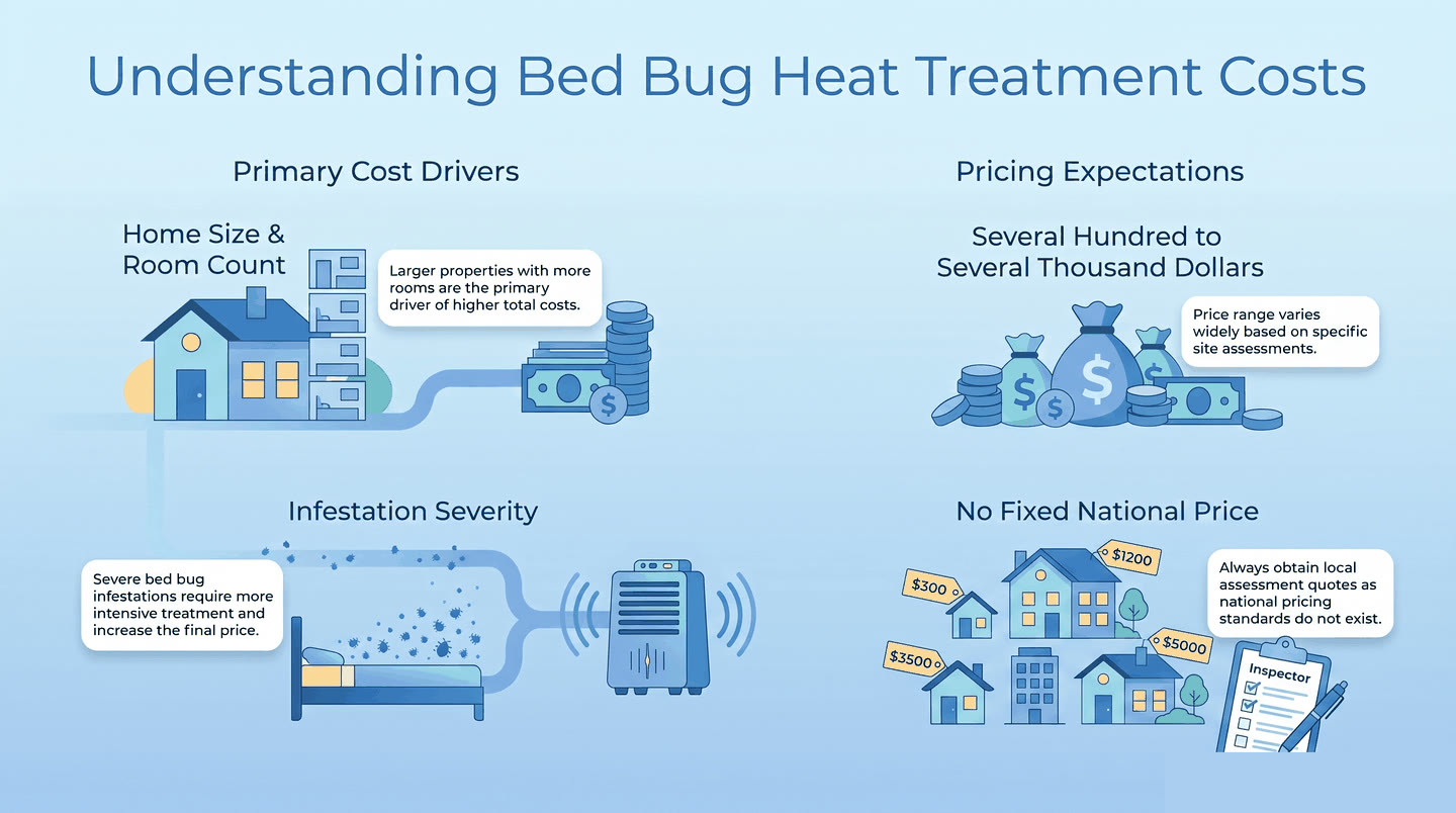 Infographic on bed bug heat treatment temperatures