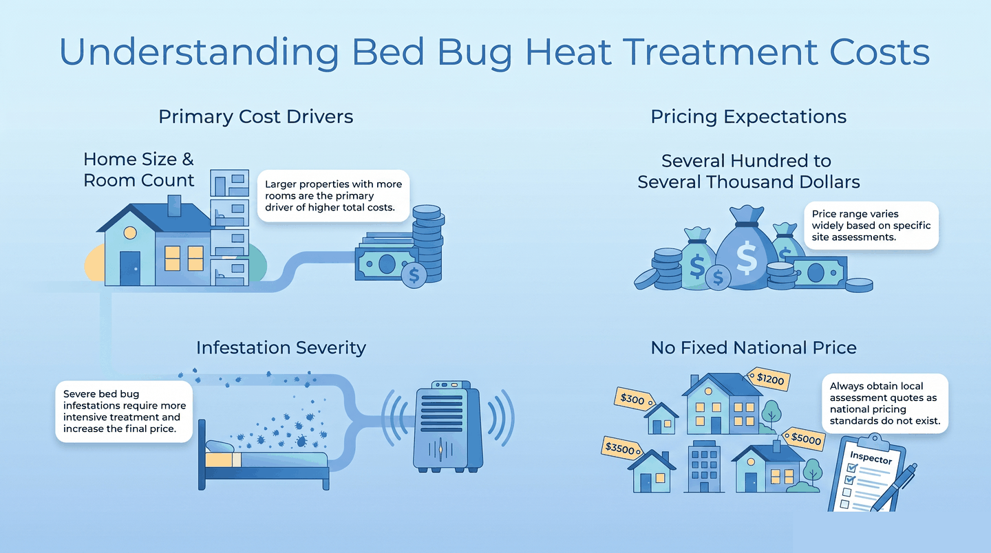 Cost factors for professional bed bug heat treatment