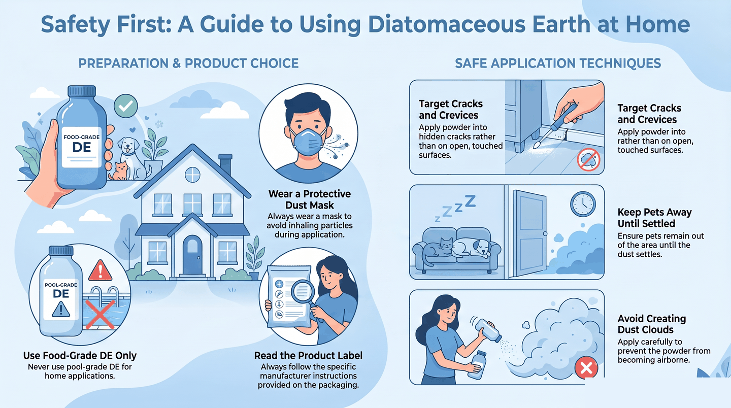 Safety precautions for using food-grade diatomaceous earth at home