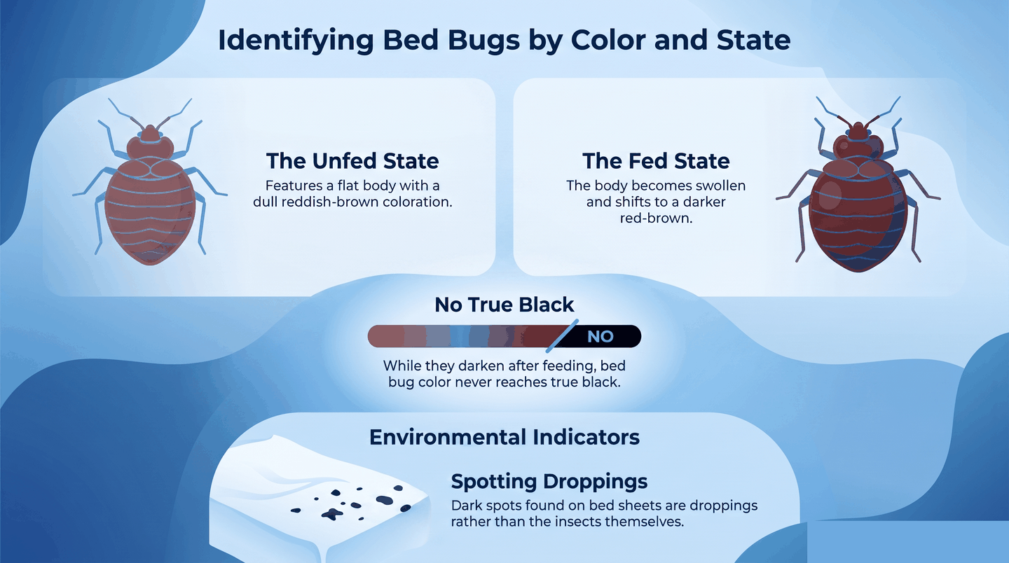 Infographic comparing unfed versus fed bed bug color