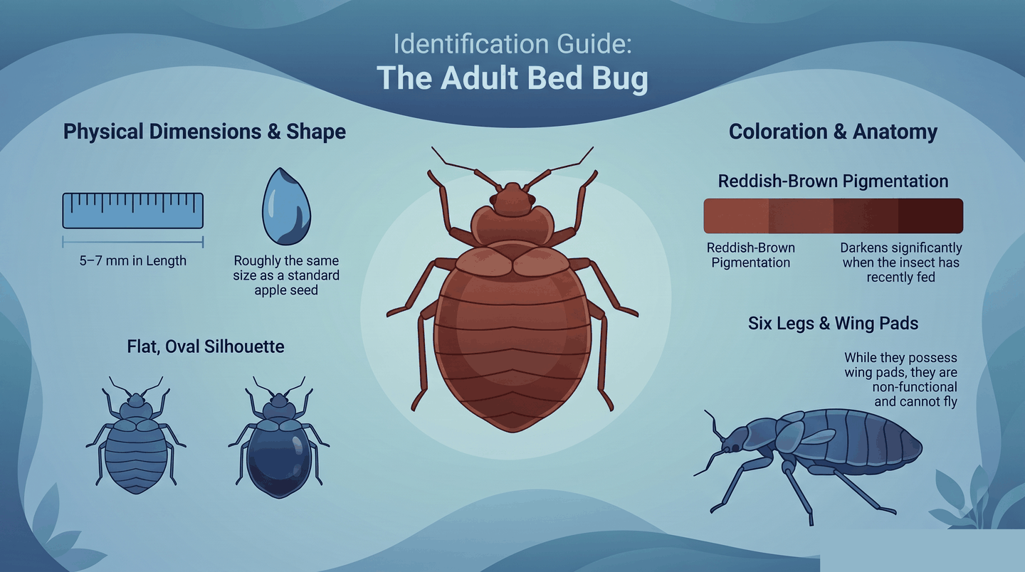 Adult bed bug identification checklist infographic