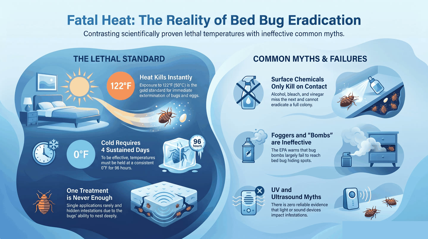Infographic on heat as the most reliable bed bug treatment