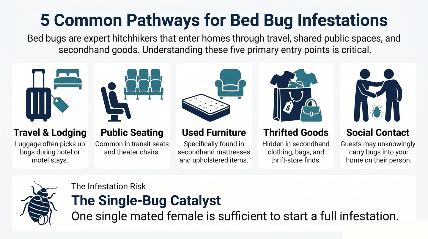 Infographic on how bed bugs get into a home