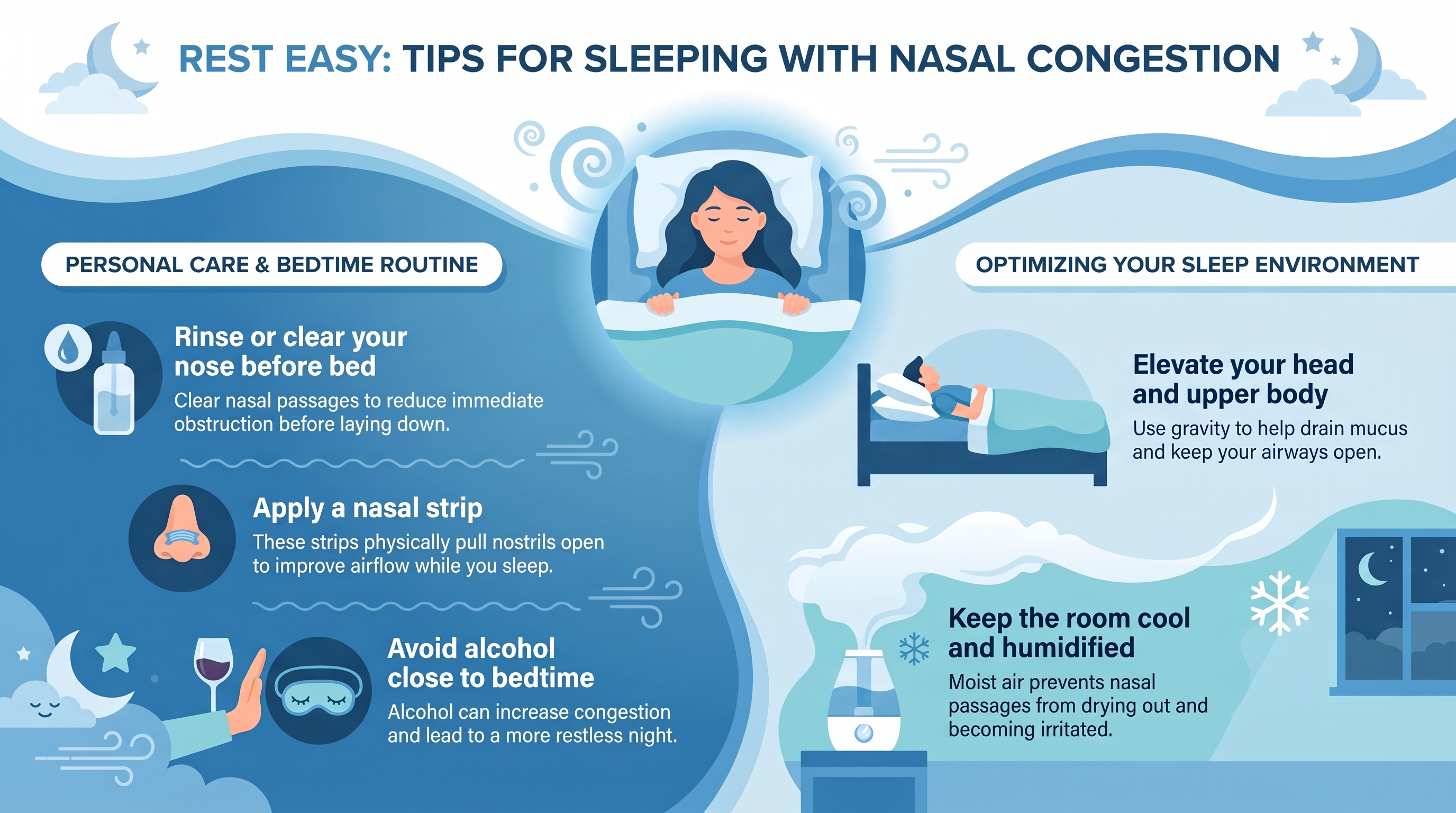 How to Sleep With Congested Nose — infographic