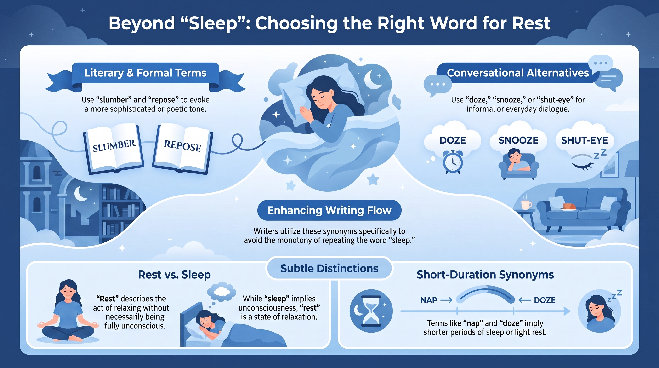 Sleep Synonym / Another Word for Sleep — infographic